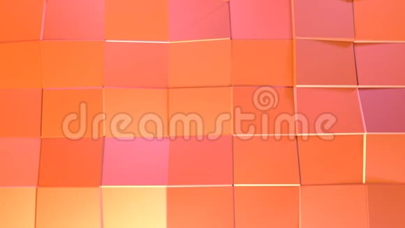 抽象简单的粉红色橙色低聚三维表面作为艺术环境软几何低聚运动背景视频的预览图