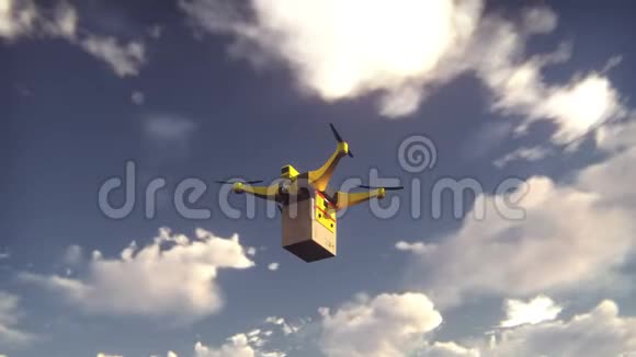 自主包装交付由无人六翼飞机在阳光明媚的一天视频的预览图