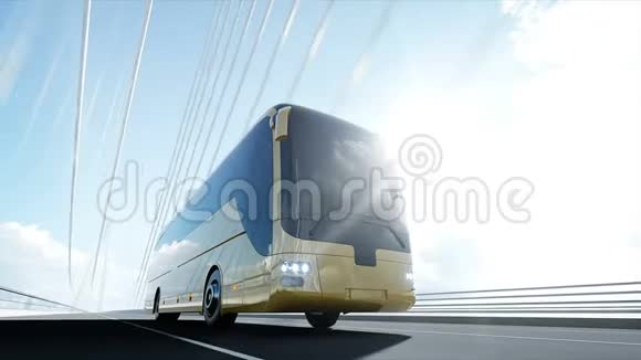 桥上客车三维模型开得很快4k动画视频的预览图