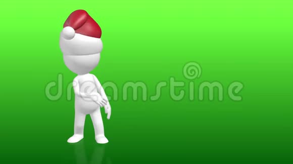 3D圣诞帽指向空方框的人的性格视频的预览图