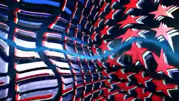 红白蓝星3D动画循环视频的预览图