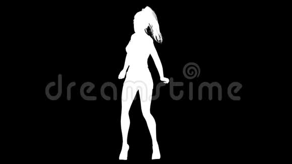 一个跳舞女人的白色剪影阿尔法频道阿尔法冰铜全高清视频的预览图