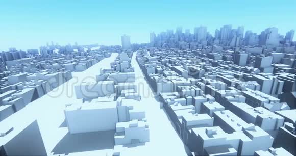抽象城市飞越3D虚拟几何城市建筑网络技术视频的预览图