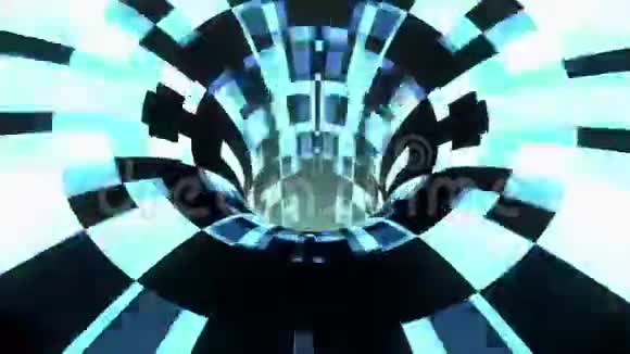 彩色技术故障扭曲虫洞漏斗隧道飞行回路动画背景新品质复古视频的预览图