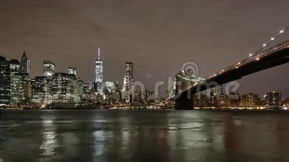 纽约布鲁克林桥曼哈顿夜景4k时间从纽约出发视频的预览图