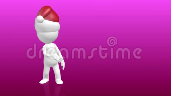 3D圣诞帽指向空方框的人的性格视频的预览图