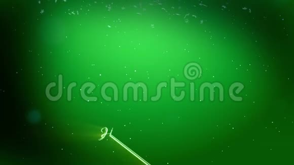 装饰的3d雪花在空气中缓慢地漂浮并在绿色背景上发光作为圣诞动画使用新视频的预览图