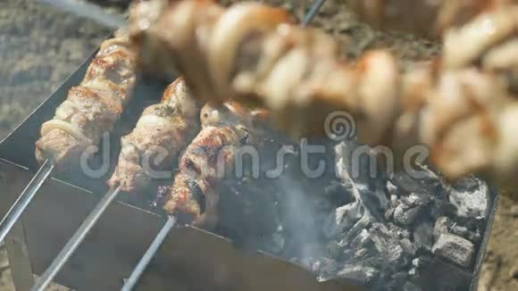 烤肉串的烹饪视频的预览图