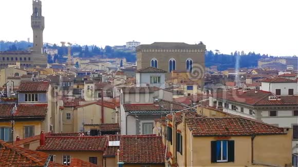 意大利佛罗伦萨的城市景观和Vecchio宫视频的预览图