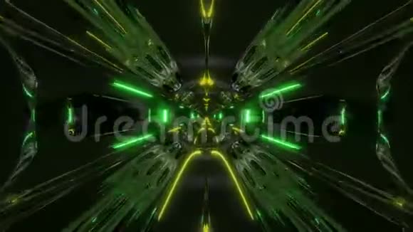 未来派外星飞船科幻空间隧道三维插图背景壁纸运动背景环视频的预览图