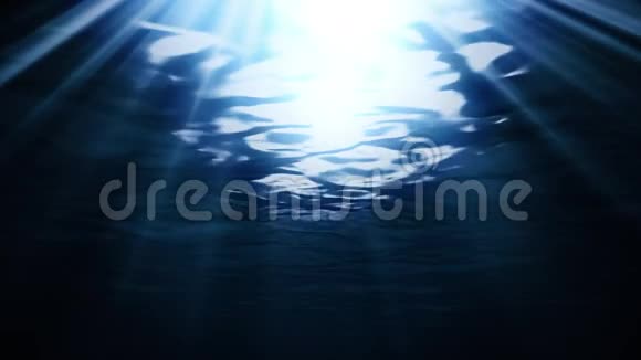 深蓝色深海海底阳光照射背景视频的预览图
