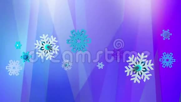 带有雪花的抽象蓝紫色背景视频的预览图