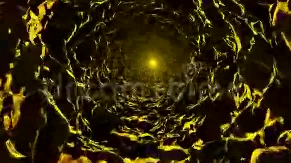 洞穴隧道在黄色尽头有光视频的预览图