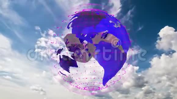 5g符号在地球模型内旋转背景是云天延时视频循环视频的预览图
