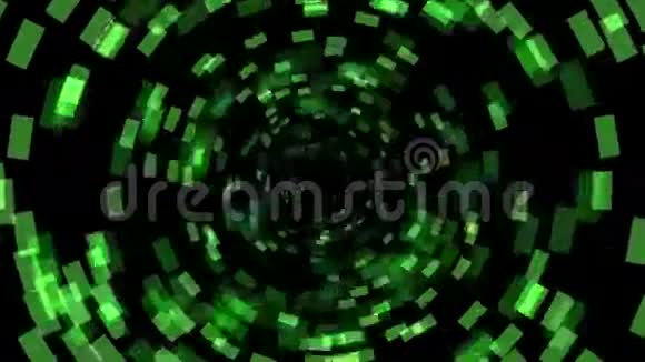 绿色方阵背景科技科幻隧道洞能量空间视频的预览图