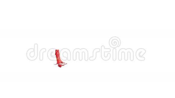 红色油漆在清晰的白色背景上形成一个圆圈阿尔法哑光全高清CG三维渲染元素的运动图形视频的预览图