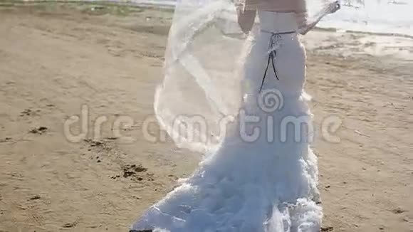 新娘在海滩上散步视频的预览图