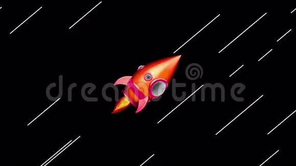 卡通太空火箭在太空中移动视频的预览图