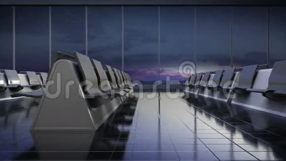 飞机抵达候机大厅晚安移动摄像机3D视频的预览图