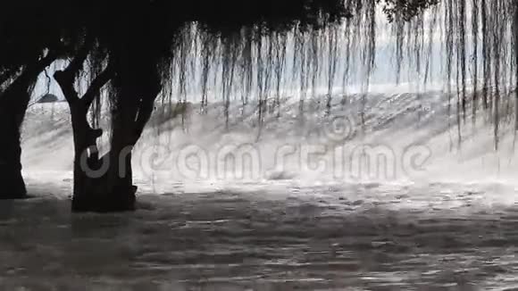 洪水水流过道路视频的预览图