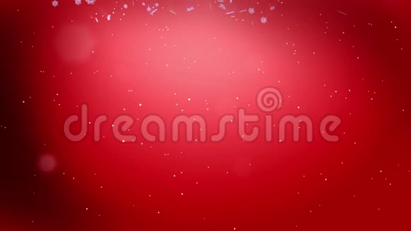 美丽的3d雪花在空气中缓慢的运动在夜晚的红色背景用作圣诞新年贺卡视频的预览图