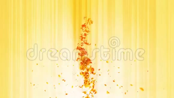 黄色叶子的旋涡季节性叶片的螺旋状闪亮颗粒跳舞的叶子丰富多彩的大自然隧道循环动画视频的预览图