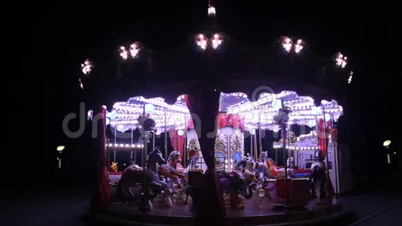 游乐园夜旋转木马视频的预览图