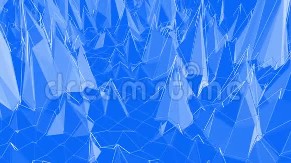 蓝色低聚振动表面作为卡通游戏背景蓝色多边形几何振动环境或脉动视频的预览图