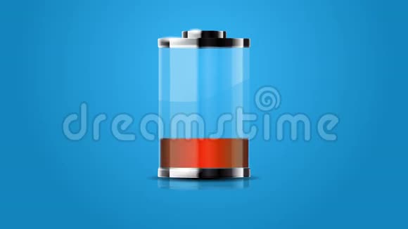 电池在蓝色背景上加载视频的预览图