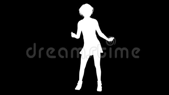 一个跳舞的年轻女孩的白色剪影阿尔法频道阿尔法冰铜全高清视频的预览图