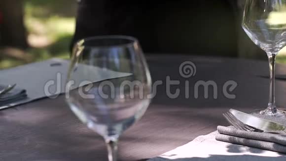 餐饮侍者端上桌子吃了一顿美味的晚餐视频的预览图