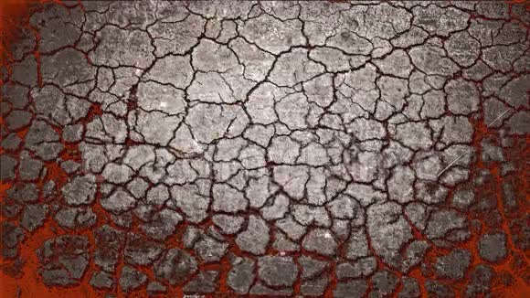 无缝裂纹熔融灰泥地面热熔红幼虫流动少量火焰喷发热蒸发耀斑视频的预览图