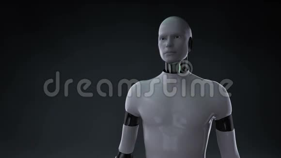 机器人半机械人张开手掌大脑形状连接数字线培养人工智能视频的预览图