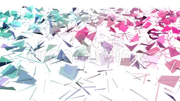 抽象简单的蓝色粉红色低聚三维分裂表面作为背景移动的软几何低聚运动背景视频的预览图