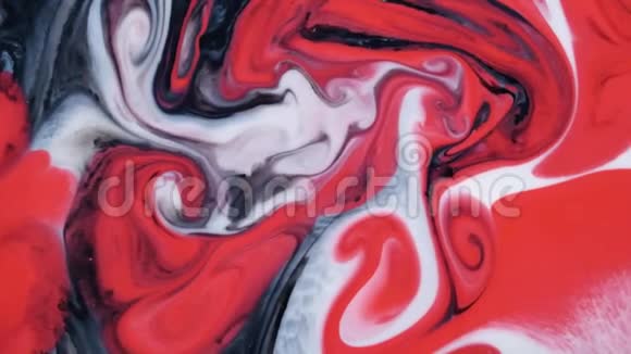 抽象红白混合油漆视频的预览图