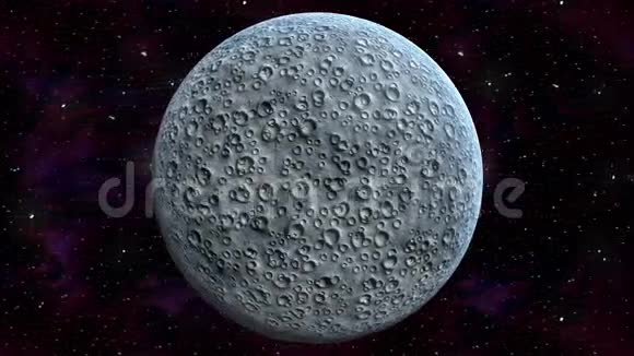 视频中有陨石坑的满月月亮从左到右无缝隙地旋转视频的预览图