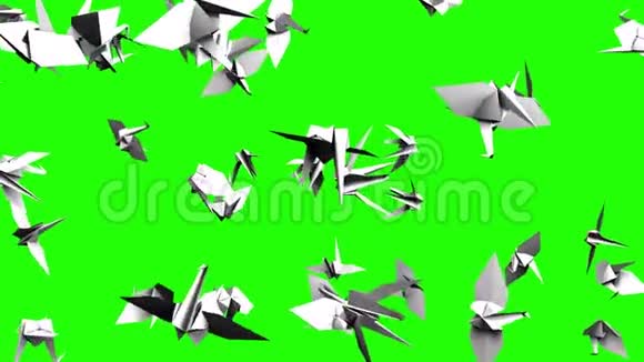 折纸起重机上的绿色铬键视频的预览图