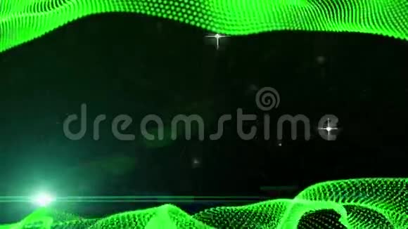 框架运动图形元素绿色图形波形状是粒子视频的预览图