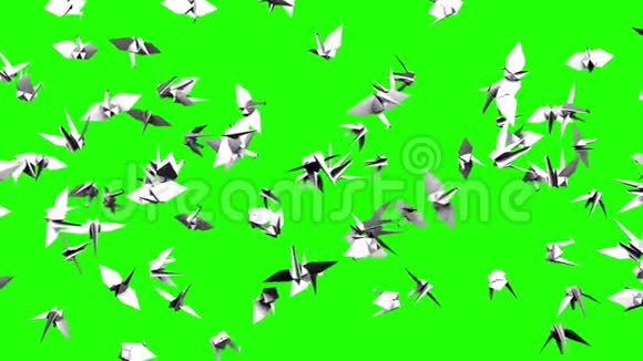 折纸起重机上的绿色铬键视频的预览图