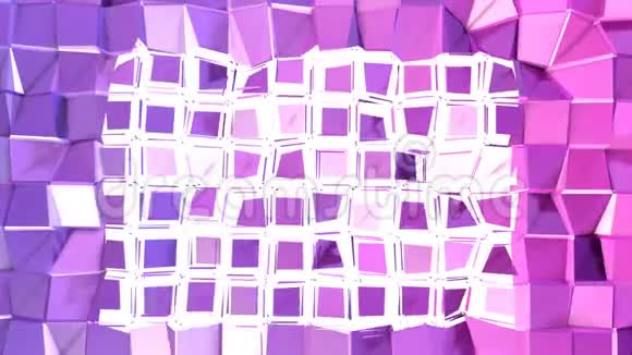 抽象低聚风格循环背景三维无缝动画在4K现代渐变颜色低聚表紫紫罗兰视频的预览图