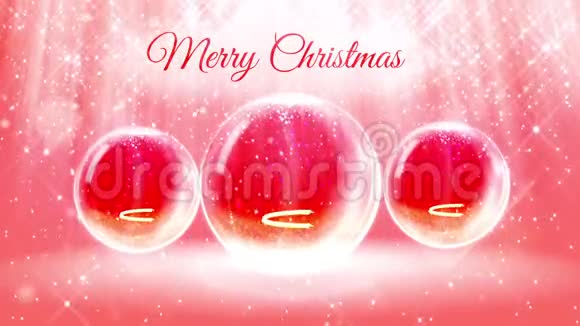 用雪球中发光的微粒和火花制作的3d圣诞树为新年或圣诞节作构图视频的预览图