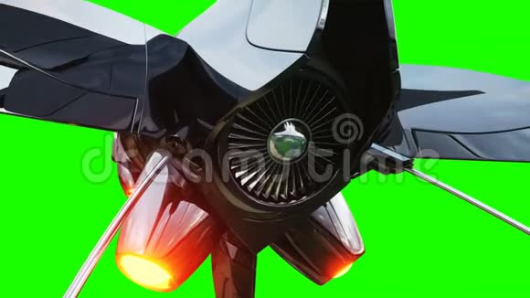 科幻未来派飞船未来的概念绿色屏幕逼真的4K动画视频的预览图