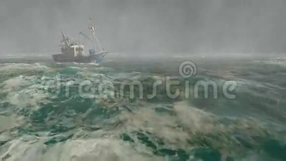 暴风雨中的小渔船视频的预览图