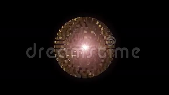 旋转和改变金球的形状创造了三维元素视频的预览图
