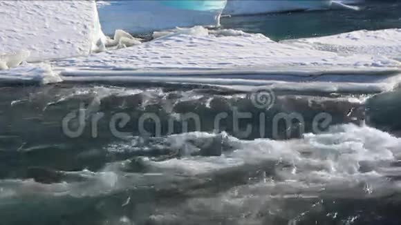 河水在融化的冰中流动视频的预览图