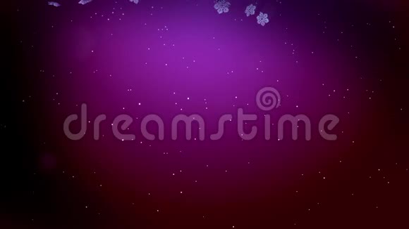 装饰的3d雪花在空气中缓慢的运动并在夜间在紫色背景上发光使用动画视频的预览图