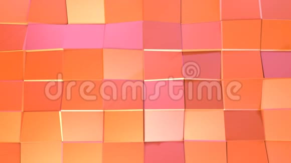 抽象简单的粉红色橙色低聚三维表面作为优雅的图案环境软几何低聚运动视频的预览图