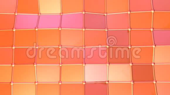 抽象简单的粉红色橙色低聚三维表面作为优雅的环境软几何低聚运动背景视频的预览图
