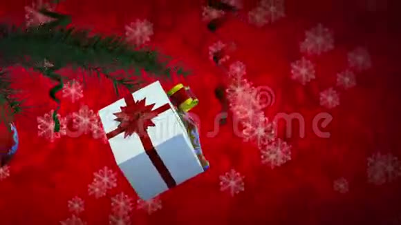 圣诞球和礼物旋转背景视频的预览图
