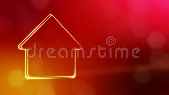房子的图标背景由辉光粒子作为图像全息图3D无缝动画与景深bokeh视频的预览图